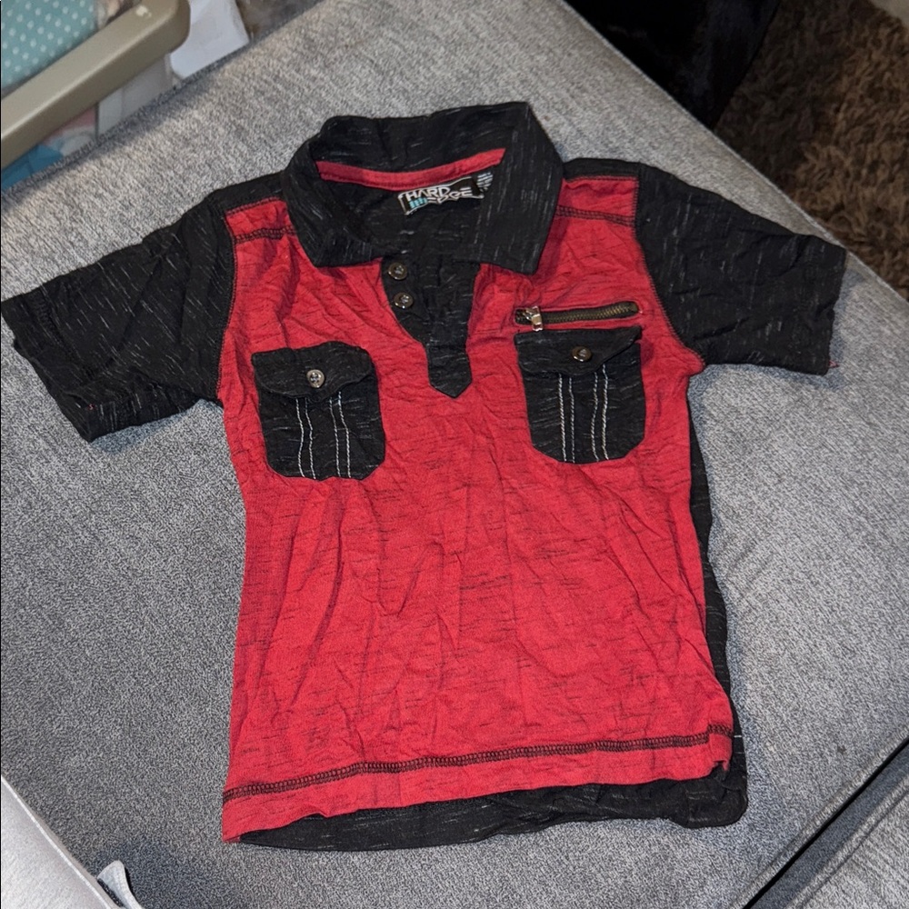 Kids Red and Black Polo Shirt